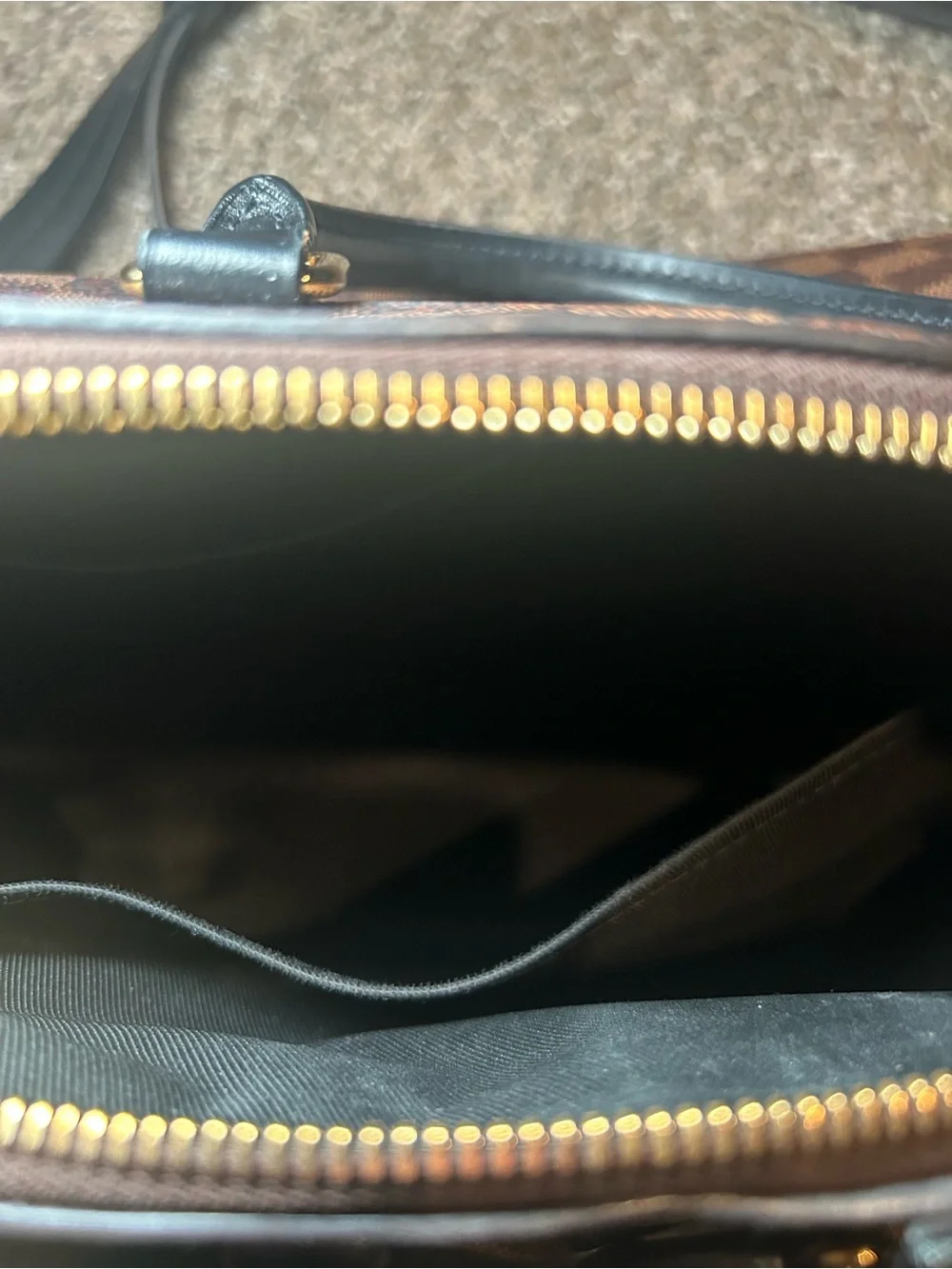Louis Vuitton Brown Damier Ebene Checkered Satchel with Dark Leather Trim